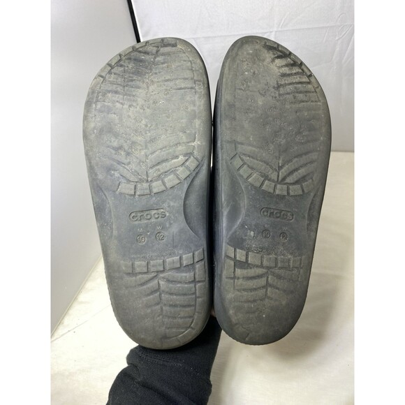 Crocs Sandals Mens Size 10 Womens 12 Black Two Strap Slide Beach Pool Shoes - Picture 4 of 8